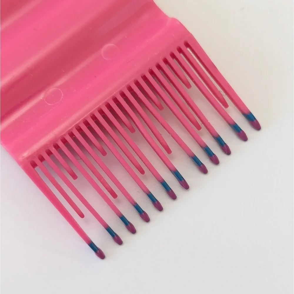 Mebco Set Of 2 Pink Plastic Comb Hair Pick Color Dip Tip Flipside & Micro Vtg